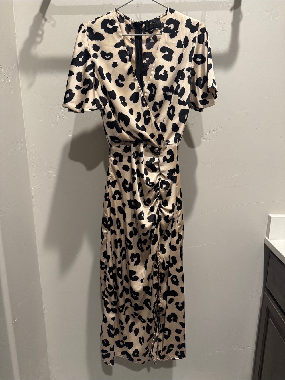 AX Paris Beige and Black Leopard Print Maxi Wrap Dress